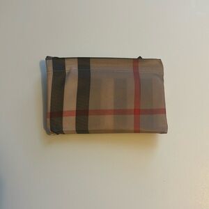 Large plaid print reusable nylon shopping tote bag